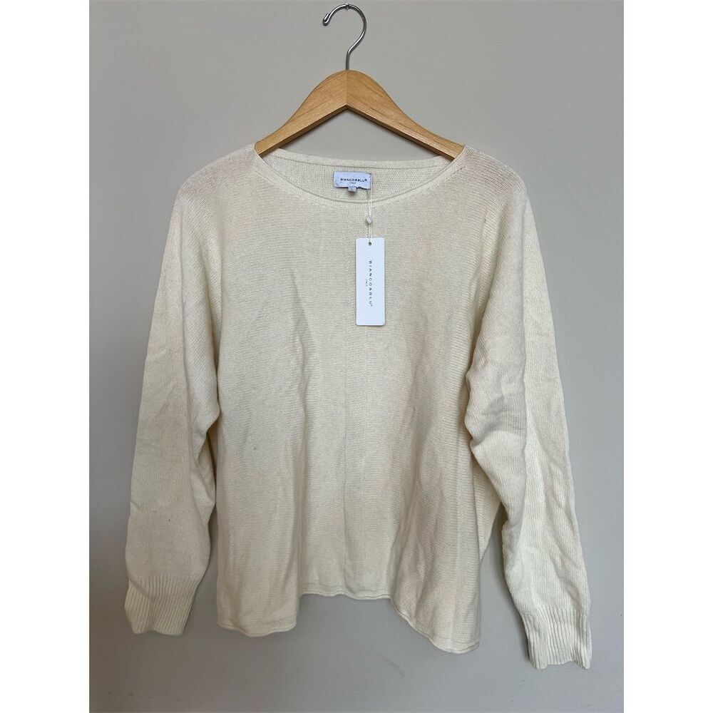 NWT Bianco & Blu Italy Merino Wool & Cashmere Blend Sweater Size L